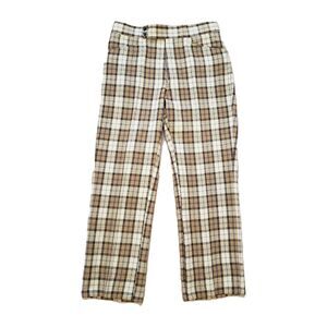 Vintage 70s Jack Nicklaus Wool Blend Plaid Sz 32x29 Mens Chino Pants Brown Golf